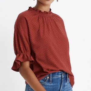 Madewell Texture & Thread Clip Dot Ruffle Top - L